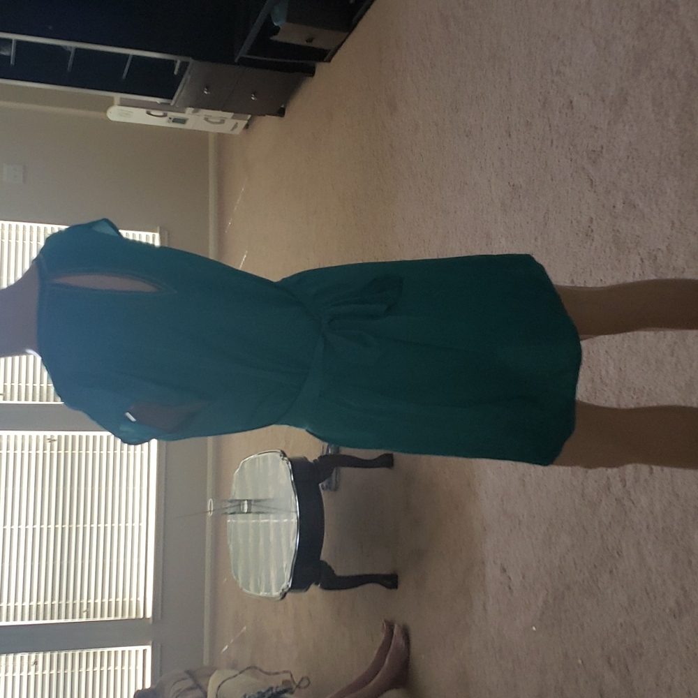 C. Luce s tear drop cutout square neckline slip dress self tie - Picture 4 of 6